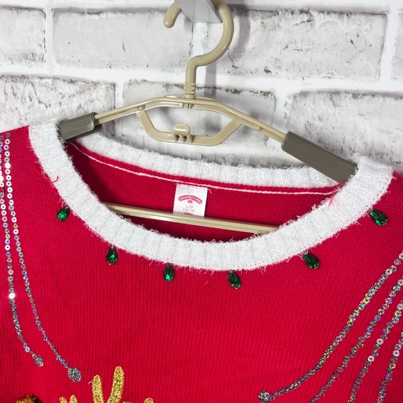 🎄|•HOLIDAY TIME•| Decorated Skating Reindeer Ugly Sweater Size Large - Picture 4 of 7